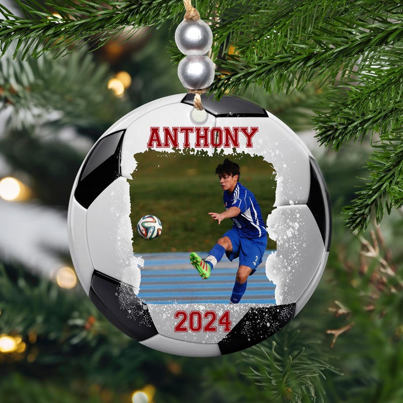 Soccer Picture Ornament Personalized, Soccer Photo Christmas Ornament, Soccer Team Gift, Ornament For Boy, Soccer Keepsake