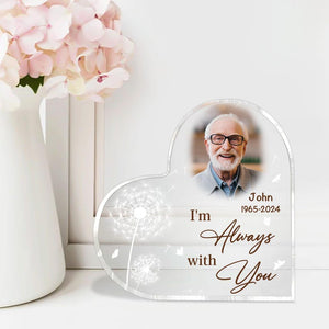 Personalized Memorial Heart Acrylic Photo Block, Custom Memorial Plaque, Sympathy Gifts for Family, Bereavement Keepsake,Gift for Loved Ones