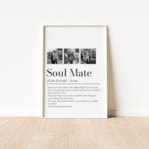 Personalised Couple Picture Collage Memorable Gift for Partner, Christmas Gift for Her Him, Soulmate definition, Wedding Gift for Him Her (No Frame)