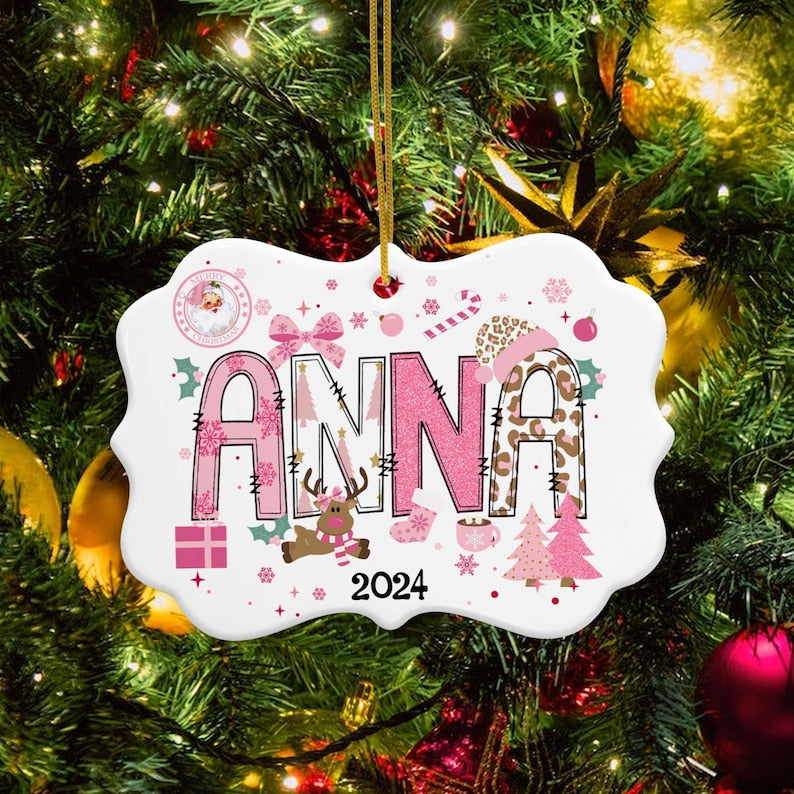 Personalized Girls Name Christmas Ornament, Cute Christmas Ornament For Kids, Christmas Gift For Daughter, Customized Girls Name Ornament