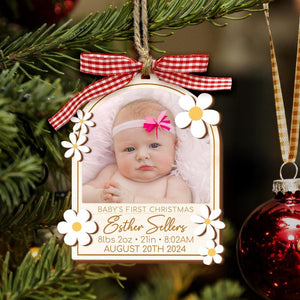Personalized Baby's First Christmas Ornament 2024, Birth Stat First Christmas Ornament, Custom Baby Photo Ornament, New Baby Keepsake Gifts