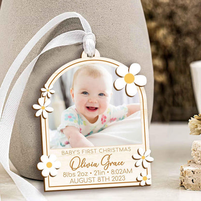 Personalized Baby's First Christmas Ornament 2024, Birth Stat First Christmas Ornament, Custom Baby Photo Ornament, New Baby Keepsake Gifts