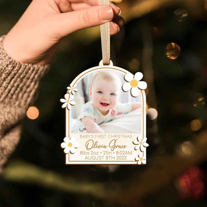 Personalized Baby's First Christmas Ornament 2024, Birth Stat First Christmas Ornament, Custom Baby Photo Ornament, New Baby Keepsake Gifts