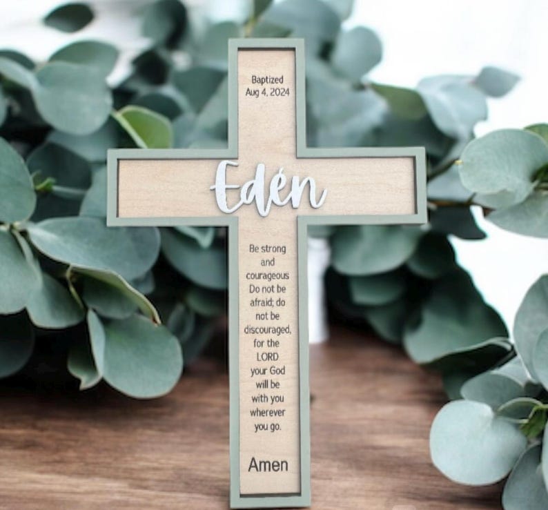 Personalized Wooden Baptism Cross/Baby Shower/Nursery Decor/Custom Baptism Gift/Easter Decor/Baptism Gift/Prayer Cross/Christening gift