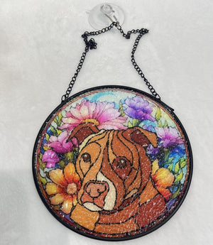 Custom Dog Portrait Picture - Personalized Window Hanging Stained Glass, Suncatcher Pet Memorial Gift, Custom Stained Glass, Cat Lover Gift