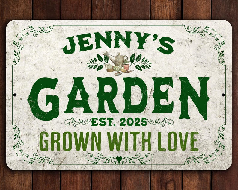 Personalized Garden Sign | Rustic Distressed Finish | 9 Custom Text options | Outdoor Garden Decor | Gift for Her | Mother's Day Gift