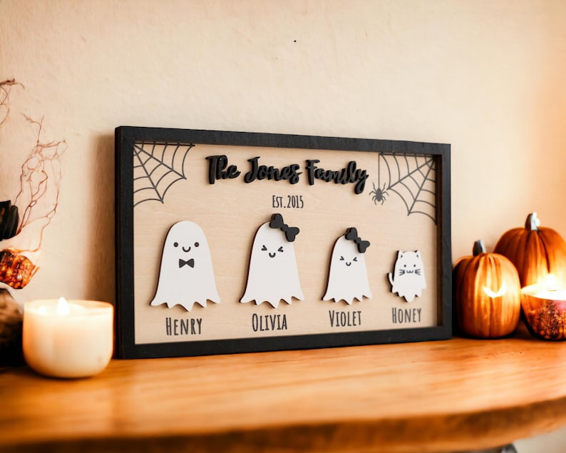 Personalized Wooden Halloween Table Decor for Festive Autumn Touch Custom Halloween Family Decor Halloween Gift