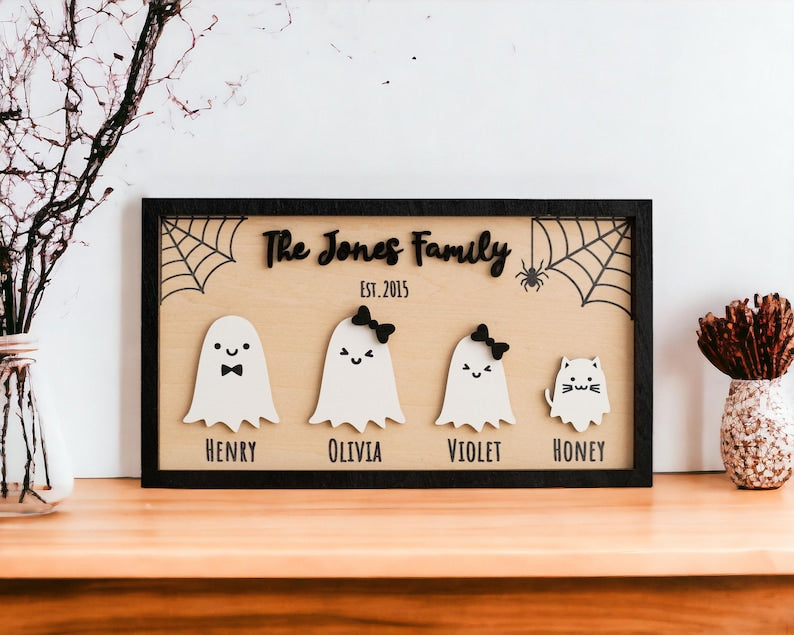 Personalized Wooden Halloween Table Decor for Festive Autumn Touch Custom Halloween Family Decor Halloween Gift