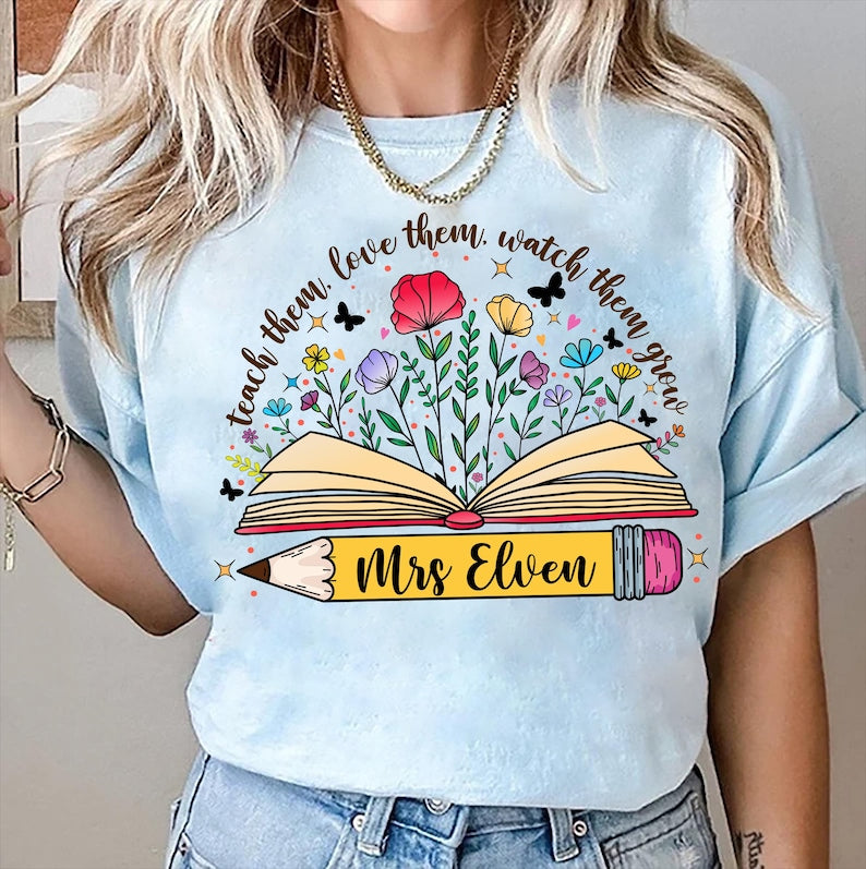 Teacher Appreciation Shirt | Teacher T-shirt |Teacher Wildflowers Shirt |Teach Them Shirt | Retro Teacher Sweatshirt | Teacher Floral Shirt