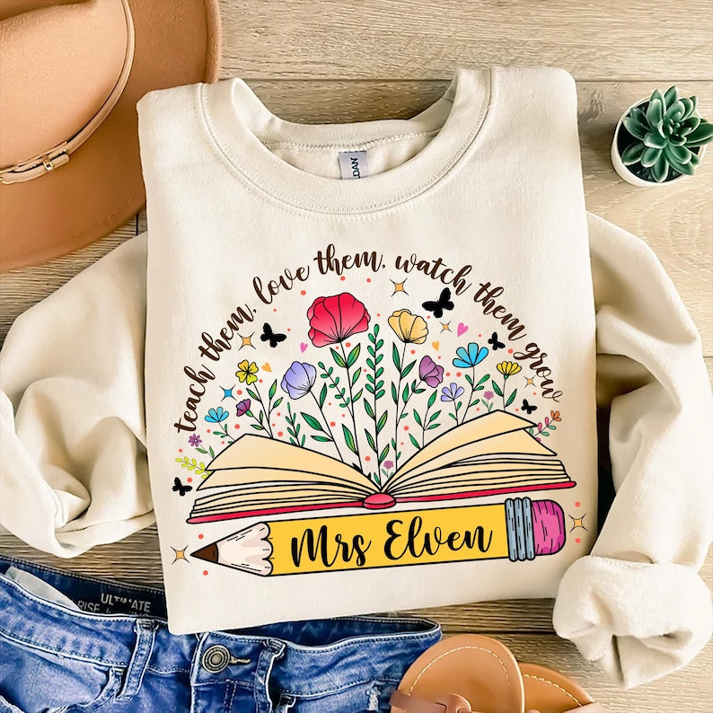 Teacher Appreciation Shirt | Teacher T-shirt |Teacher Wildflowers Shirt |Teach Them Shirt | Retro Teacher Sweatshirt | Teacher Floral Shirt