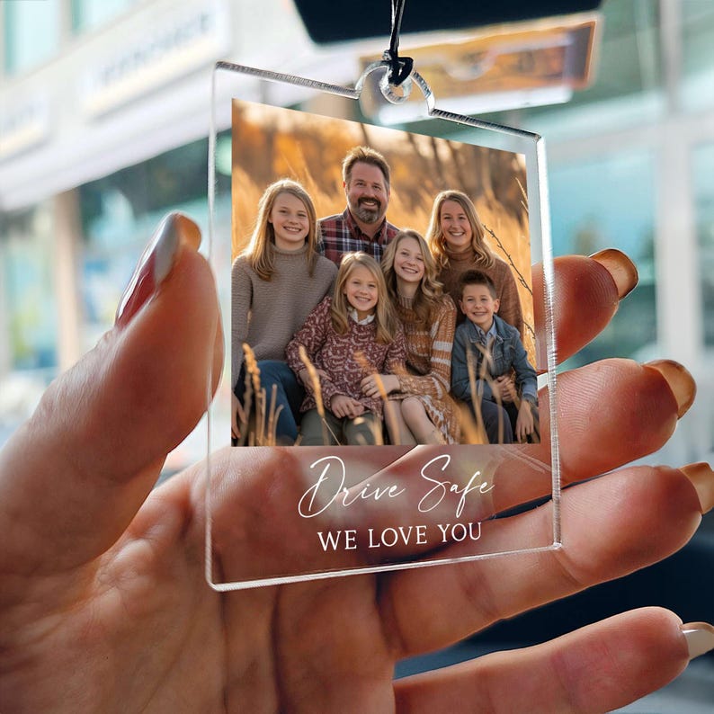 Personalized Photo Car Ornament, Photo quality,First Car Gift,Custom Photo Car Ornament, Test pass gift, Gift for Him, Husband Gift Dad gift