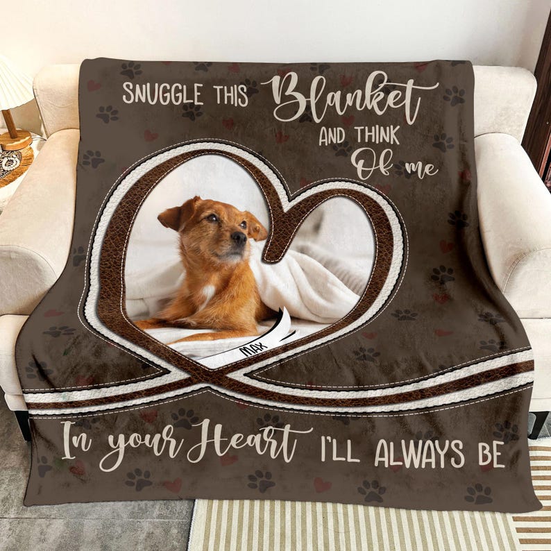 Personalized Dog Photo Blanket, Pet Blanket with Pictures, Pet Memorial Gifts, Dog Loss Gift, Pet Loss Keepsake, Gift for Dog Mom Dog Dad