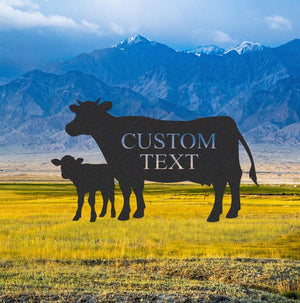 Personalized Two Cows Farm Sign, Custom Ranch Metal Sign,Cow Cattle Sign,Barn Decor,Farmhouse Entrance Sign,Family Name Metal Sign