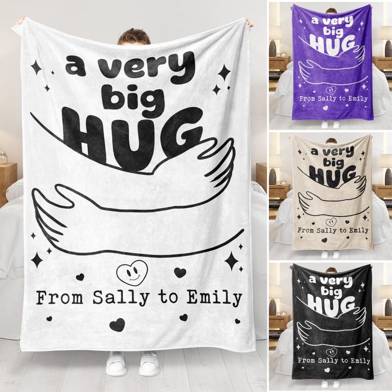 Personalized Hug Blanket - Get Well Soon Blanket, Custom Name Sending You a Big HUG Gift, Uplifting Encouraging Gift, Send Hugs Blanket