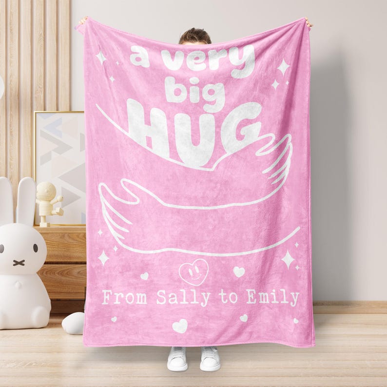 Personalized Hug Blanket - Get Well Soon Blanket, Custom Name Sending You a Big HUG Gift, Uplifting Encouraging Gift, Send Hugs Blanket