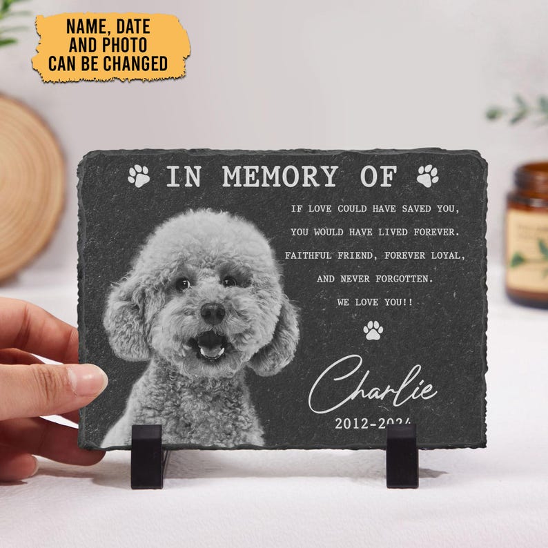 Personalized Memorial Stone, Dog Memorial Gifts for Loss of Dog, Pet Memorial Gifts, Memorial Plaque With Photo,Pet Loss Gifts,Sympathy Gift