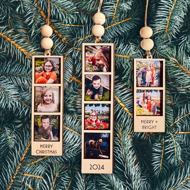 Photo Ornament, Photo Strip Ornament, Personalized Photo Strip Christmas Ornament, First Married Ornament, Christmas Ornament Photo Frame