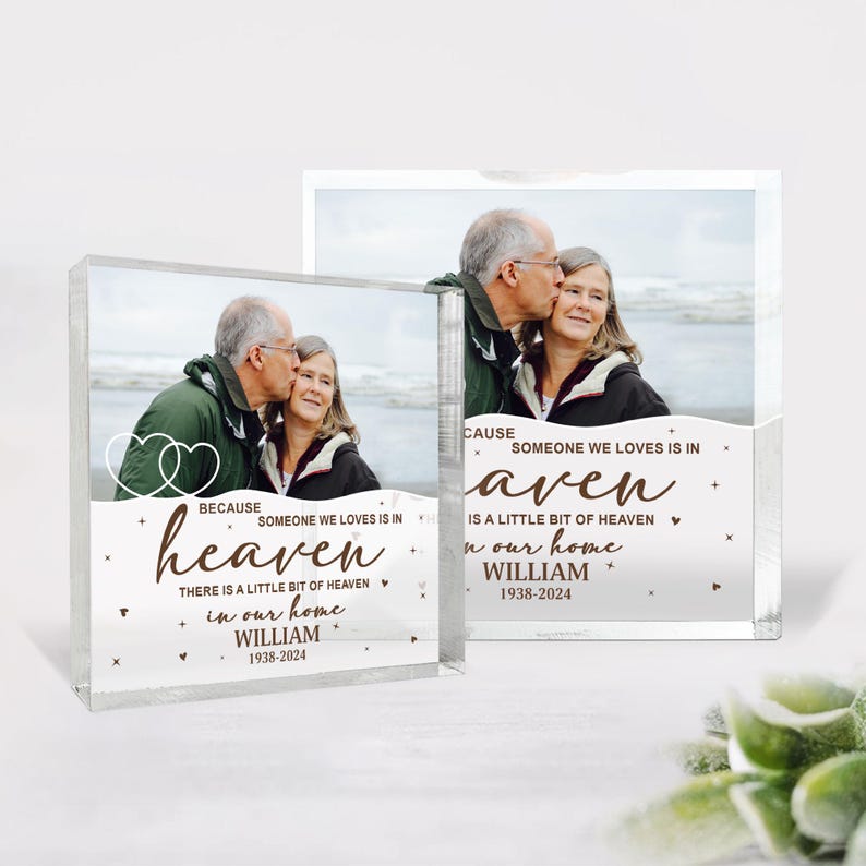 Personalized Memorial Acrylic Photo Block, Sympathy Gifts for Family, Bereavement Keepsake,Custom Memorial Photo Plaque Gifts for Loved Ones