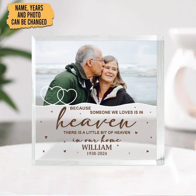 Personalized Memorial Acrylic Photo Block, Sympathy Gifts for Family, Bereavement Keepsake,Custom Memorial Photo Plaque Gifts for Loved Ones