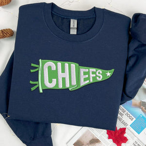 Custom Embroidered Pennant Shirt, Custom High School College Football Sweatshirt with College Name, Game Day Shirt, Football Team Shirt Gift