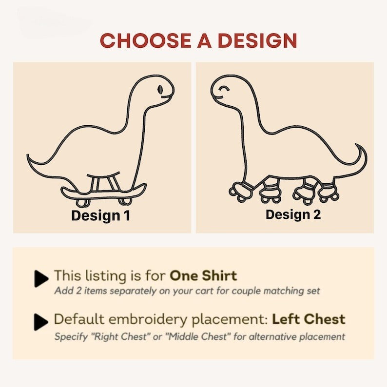 Dinosaur Skaters Sweatshirt, Matching Dinosaur Hoodies, Dinosaur Hoodies, Embroidered Personalized Hoodies For Couples, Couples Gift