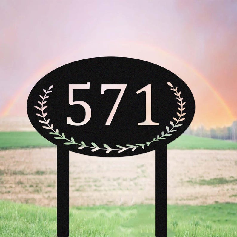 Custom Lawn Address Sign,Metal House Numbers for Yard,Personalized Address Yard Stake,Driveway House Number Sign,Address Number Sign Stake