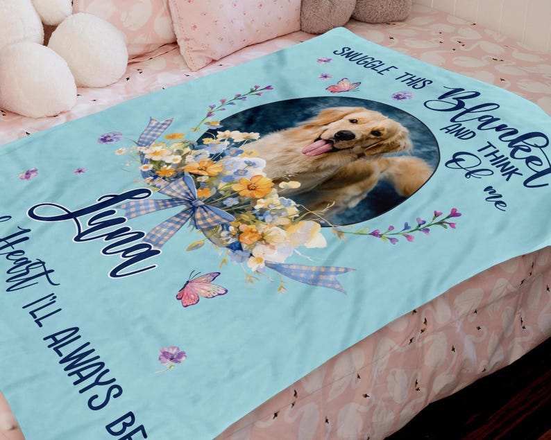 Personalized Dog Photo Blanket, Pet Blanket with Pictures, Pet Memorial Gifts, Dog Loss Gift, Pet Loss Keepsake, Gift for Dog Mom Dog Dad