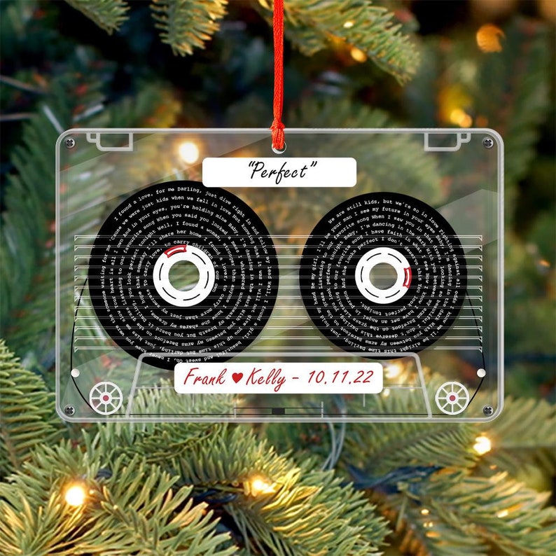 First Christmas Married Ornament, Custom Cassette Tape Ornament. Newly Married Gift, Couple Gift, Personalized First Christmas as Mr. & Mrs.