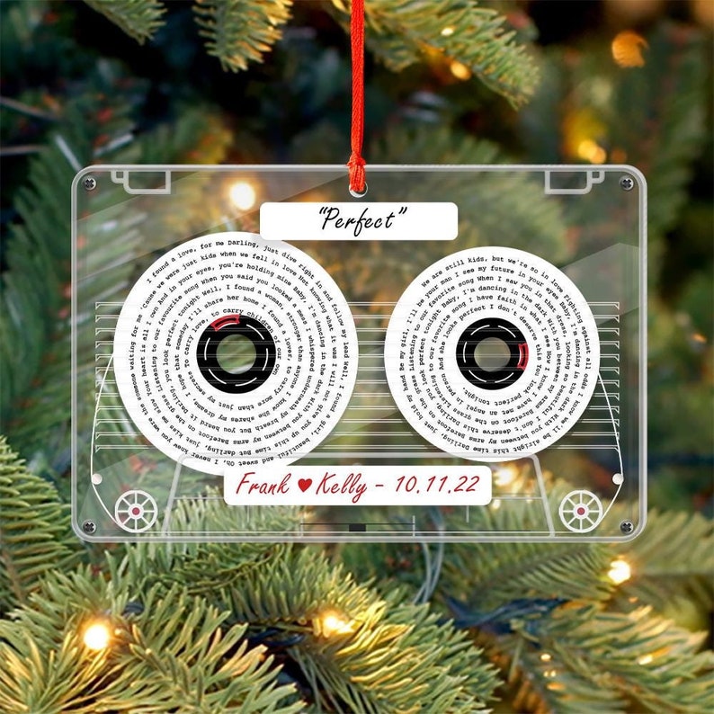 First Christmas Married Ornament, Custom Cassette Tape Ornament. Newly Married Gift, Couple Gift, Personalized First Christmas as Mr. & Mrs.
