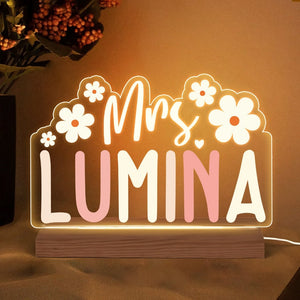 Personalized Name Desk Plate for Teacher Night Light, Custom Name Sign for Desk, Lighted Acrylic Nameplate, Gift for Teacher