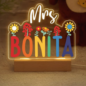 Personalized Name Desk Plate for Teacher Night Light, Custom Name Sign for Desk, Lighted Acrylic Nameplate, Gift for Teacher