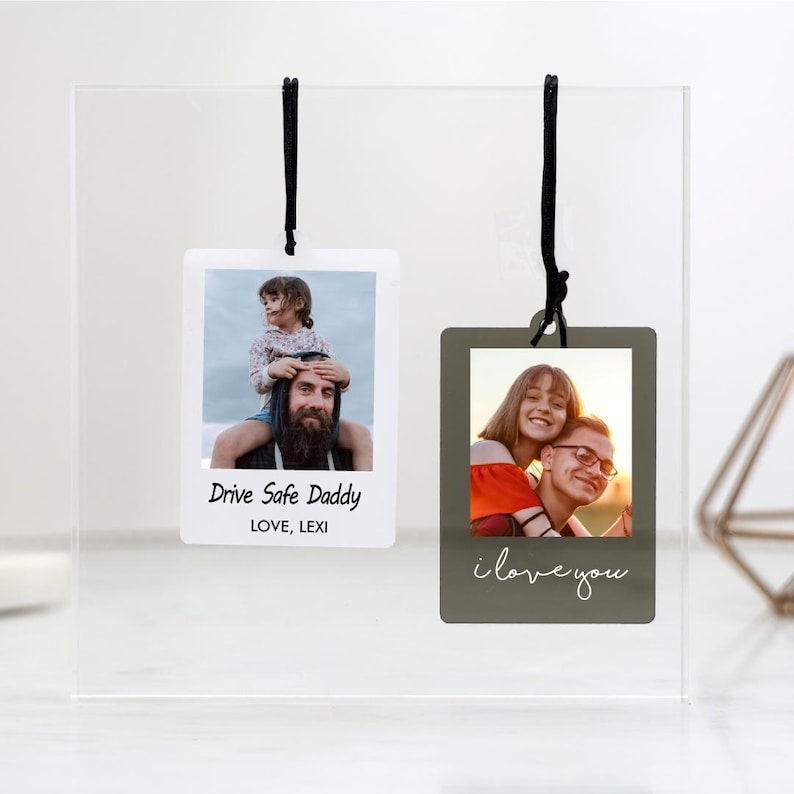 Personalized Photo Car Ornament, Hanging Car Polaroid Any Image, Drive Safe Ornament, Driving Test Pass Gift, Idea First Car Charm Gift