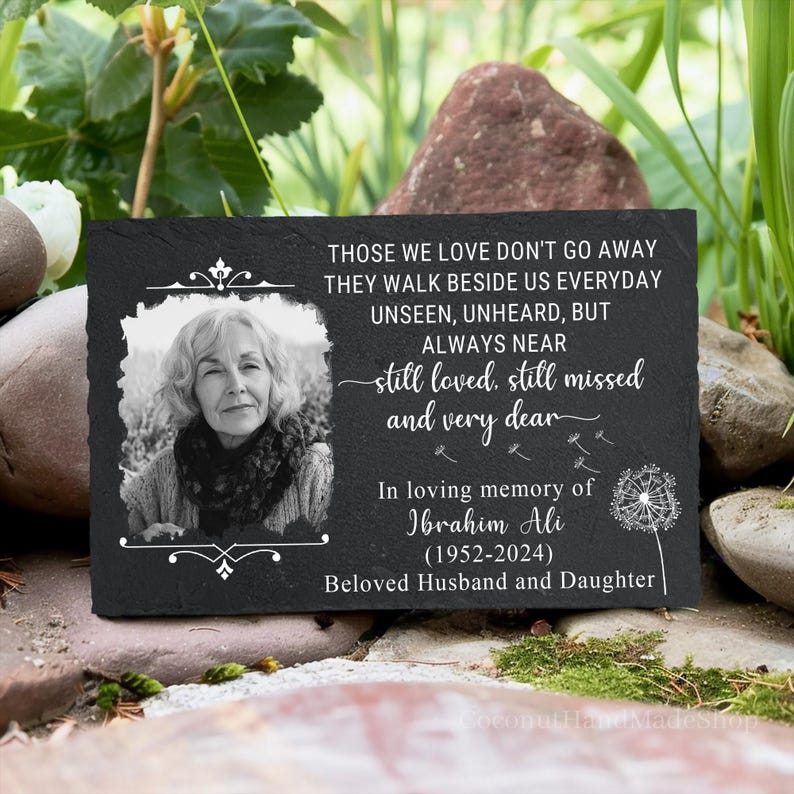 Photo Grave Marker Personalized, Outdoor Memorial Plaque, Remembrance Stone, Memorial Garden Stone, Sympathy Plaque, Gifts for Memorial