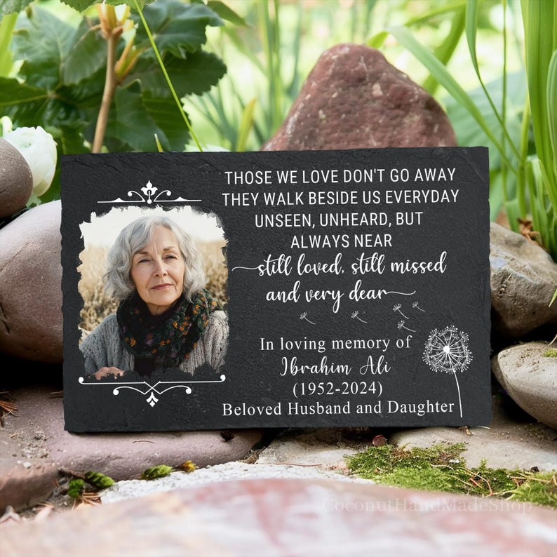 Photo Grave Marker Personalized, Outdoor Memorial Plaque, Remembrance Stone, Memorial Garden Stone, Sympathy Plaque, Gifts for Memorial