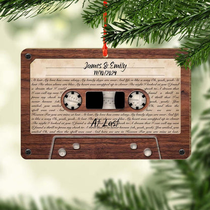 Custom Song Photo Ornament, Custom Together ornament, Smart Ornament, Couple Song Ornament. Wooden Cassette Tape Ornament, Lyrics Gift