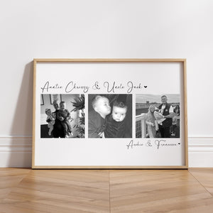 Auntie and Uncle Photo Print, Auntie gift, Personalised Auntie Photo gift, Christmas gift for Auntie and Uncle, Aunt Aunty Uncle Wall Art (No Frame)