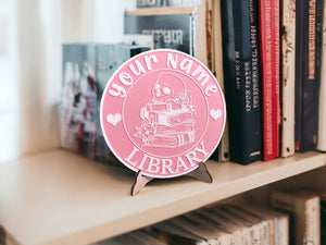 Personalized Library Sign Custom Book Decor Color 3D Printed Bookish Bookshelf Sign for Book Nook with Stand, Book Lover Gift, Reader Gift