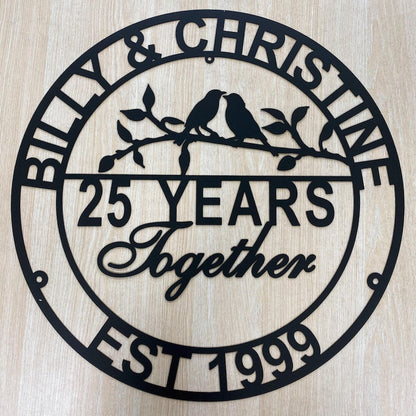 Custom 25th Anniversary Gifts For Her Him Parents,Personalized Wedding Robin Metal Sign,Last Name Sign,Wedding Anniversary Gift,Housewarming