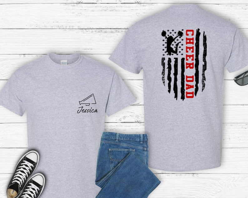 Cheer Dad Shirt ,Custom Cheer Dad T-Shirt ,Cheer Spirit Wear Shirt, Cheer Dad Gift, Cheer Gift for Dad, Cheer Shirt for Dad, Sports Dad Tee