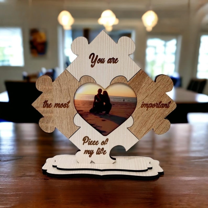 Puzzle peaces photo frame couple gift, anniversary gift for him, for her