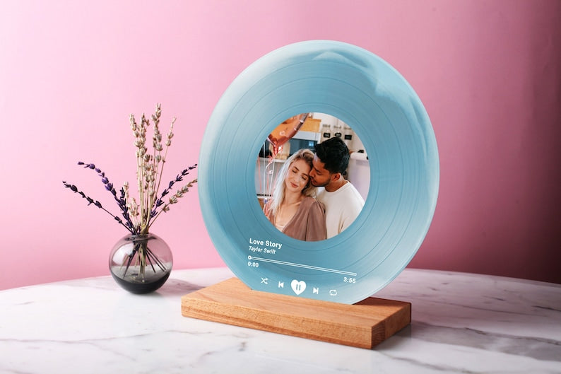 Personalized Vinyl Record with Photo - Birthday Gift for Her Him - Valentines Day Gift - Acrylic Song Plaque - Anniversary Gift for Friends