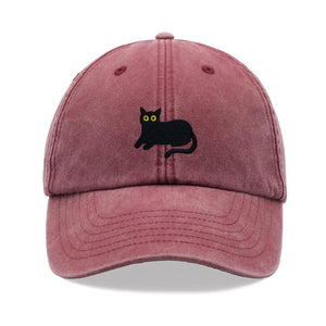 Black Cat Lying Down Baseball Cap Vintage Washed Cotton Unisex Dad Hat Adjustable Funny Faded Sports Sun Summer Holiday Funny Cat Lady Man il_794xN.6218301056_gax9.jpg
