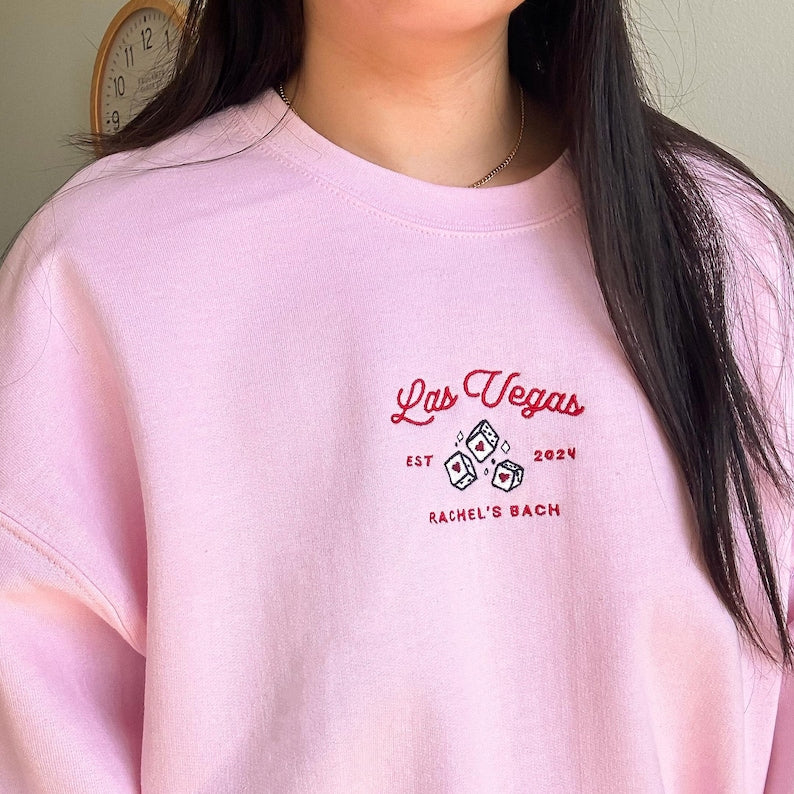 Custom Bachelorette Sweatshirt embroidered, luxury social club, bridal party gift, personalized wedding crewnecks, custom girls trip merch