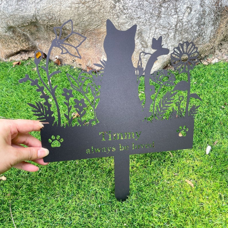 Custom Metal Cat Memorial Stake,Personalized Cat Memorial Plaque with Stake,Cat Garden Decor,Cat Grave Marker,Pet Loss Gifts