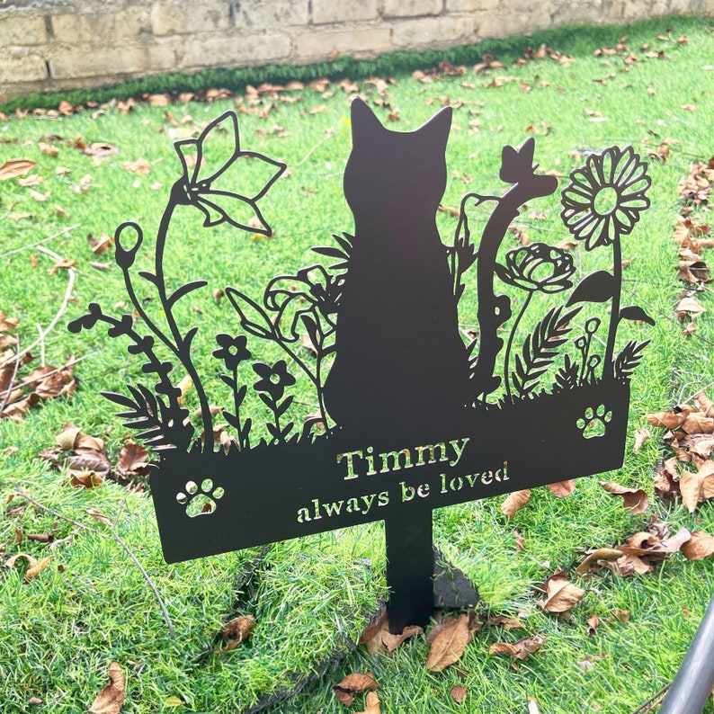 Custom Metal Cat Memorial Stake,Personalized Cat Memorial Plaque with Stake,Cat Garden Decor,Cat Grave Marker,Pet Loss Gifts