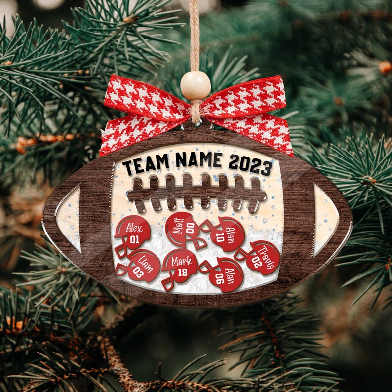 Custom Football Christmas Ornament, Personalized Football Team Family Ornament 2025, Football Player Shaker Ornament Xmas Tree Family Decor