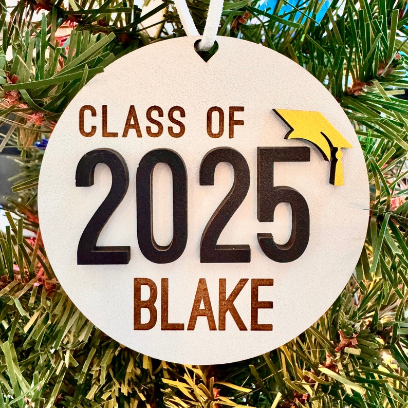 Personalized Class of 2025 Ornament, High School Senior Car Charm, Graduation gift for seniors, Christmas ornament, High School Colors