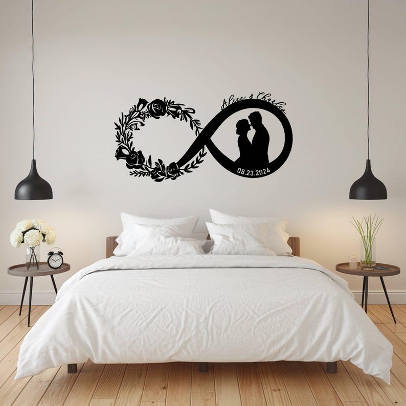 Personalized Infinity Metal Couple Sign: Wedding Silhouette Gift