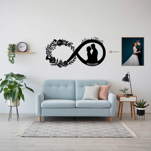 Personalized Infinity Metal Couple Sign: Wedding Silhouette Gift