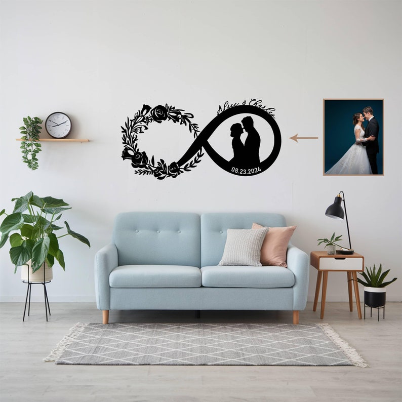 Personalized Infinity Metal Couple Sign: Wedding Silhouette Gift